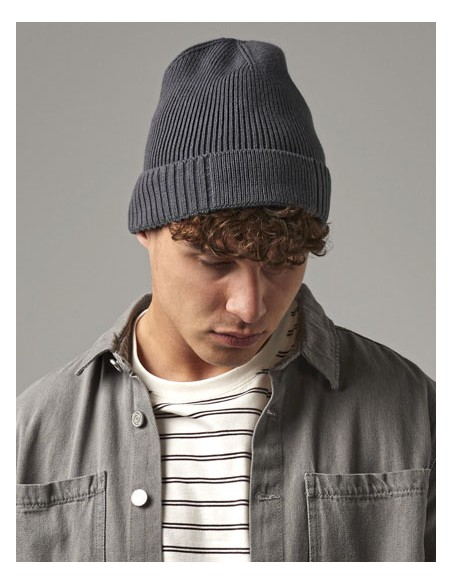 BEE-B438N-Organic Cotton Engineered Patch Beanie 2
